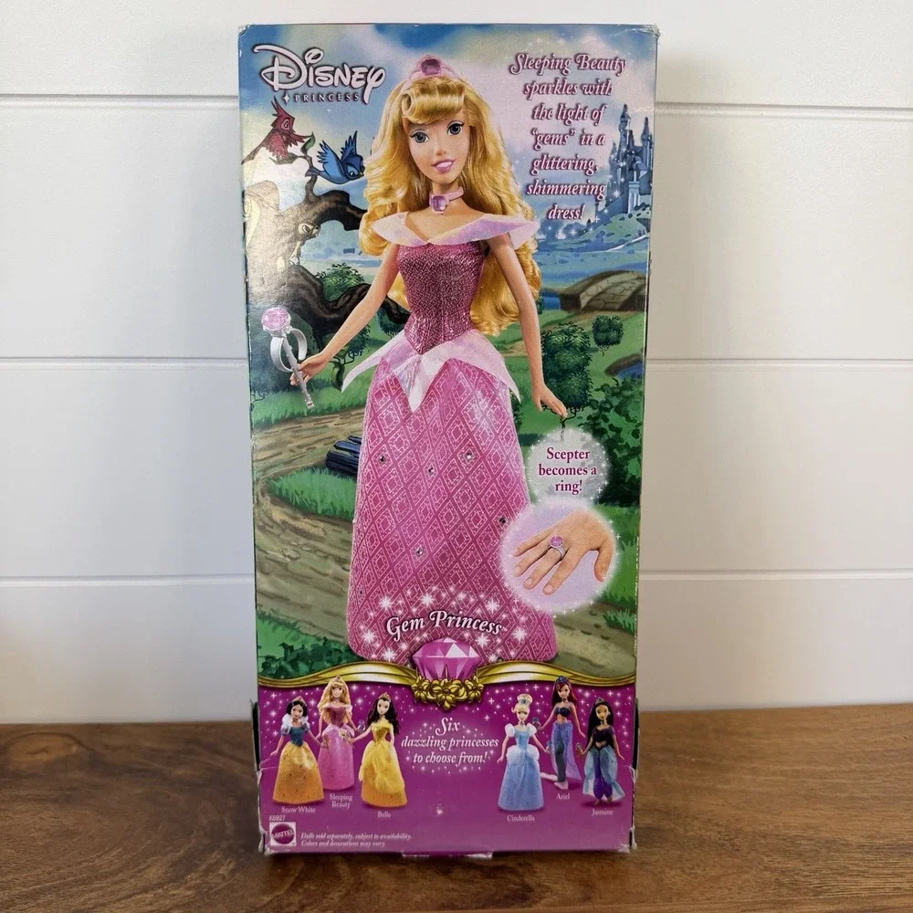 New Sleeping Beauty Barbie Doll Gem Disney Princess w/Scepter Ring *Damaged Box*